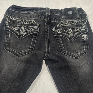 Miss Me rare wing Dark black Skinny Jeans with Embellished Pockets
